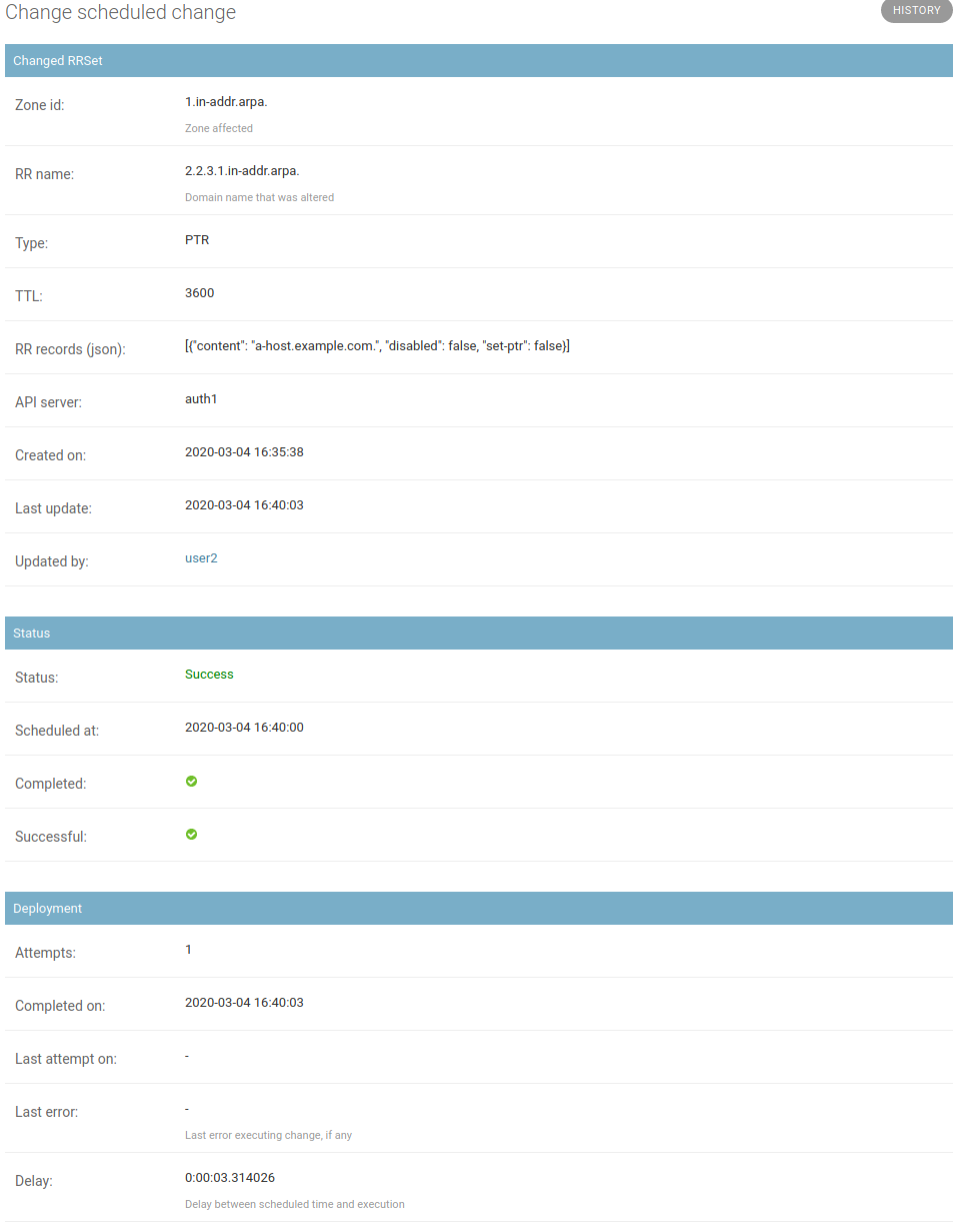 Finished scheduled change in the admin panel