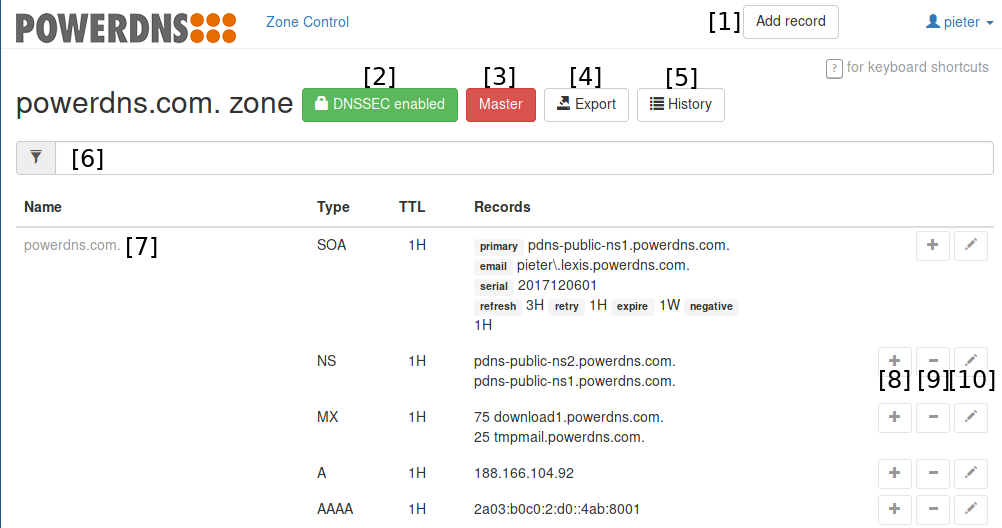 Zone details screen
